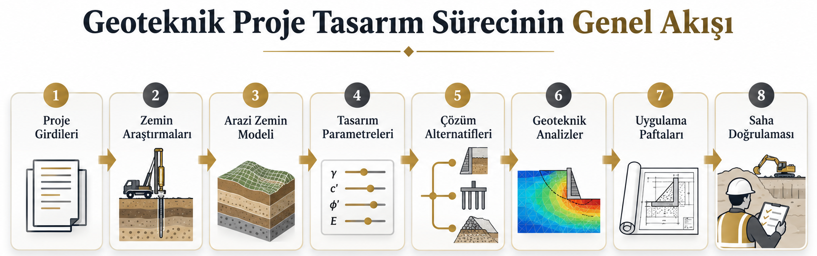Geoteknik proje tasarım sürecinin genel akışı